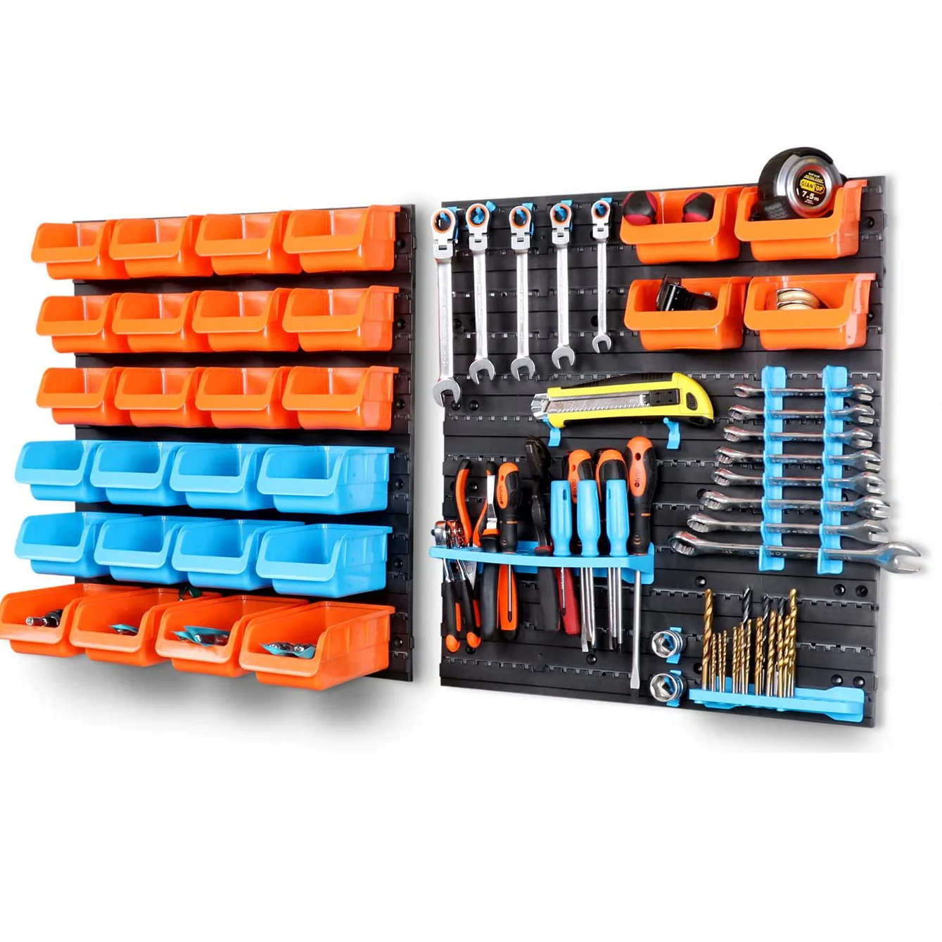 43Pc Wall Mounted Storage Rack | Bins, Tool Holders, Peg Boards | Garage & Workshop Organizer