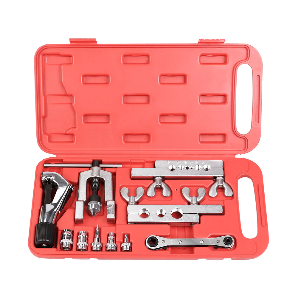 10Pc Professional Flaring Tool Set for Brake/Fuel Lines - Tube Bender & Flare Kit with Cutter