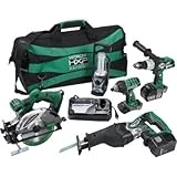 – Hitachi Lithium-Ion 5-Tool Combo Kit – 18 Volt, Model# KC18DBLWH18P4