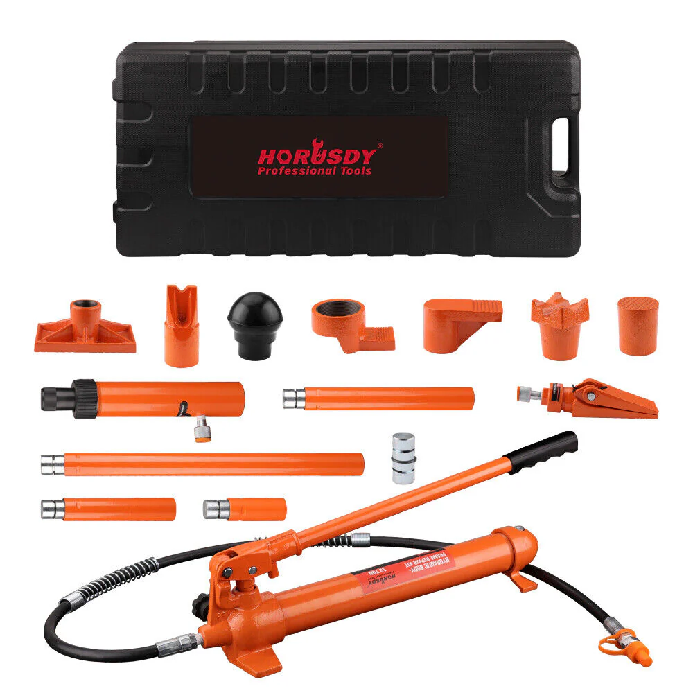 HORUSDY 12T Hydraulic Porta Power Kit - Versatile Auto Body & Frame Repair Tool Set, 12 Ton Capacity, Electrostatic Powder Coated