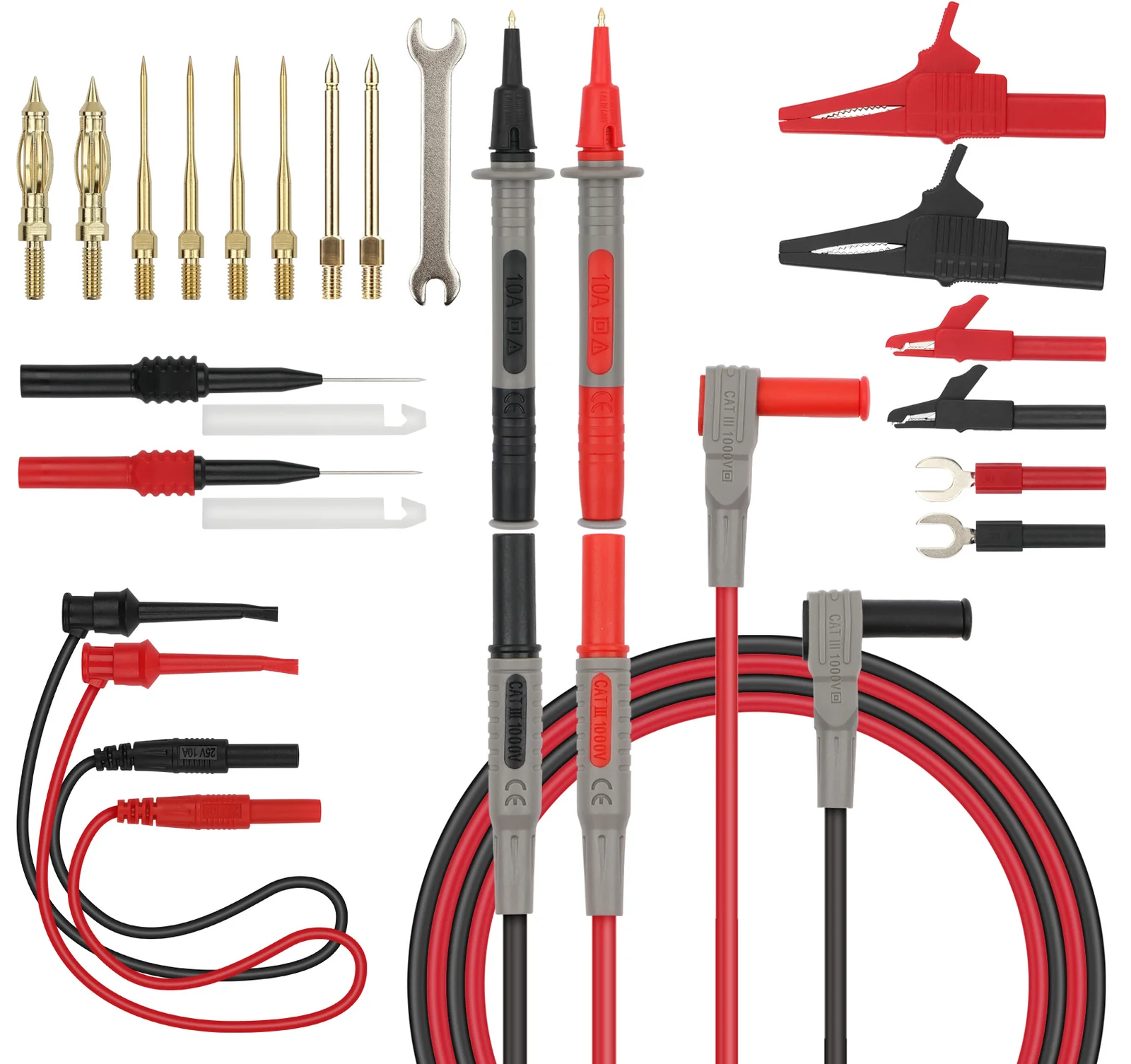 SWANLAKE 27-Piece Multimeter Test Lead Kit with Alligator Clips