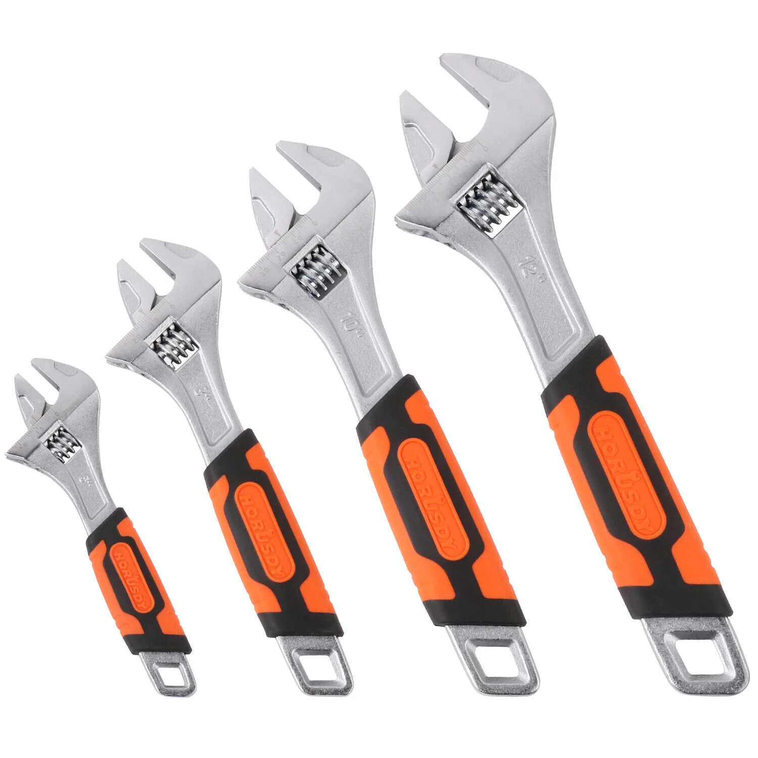 Adjustable Wrench Set in 6", 8", 10", 12" Sizes - Heavy Duty Shifter Spanners with Anti-Grip CRV Handle