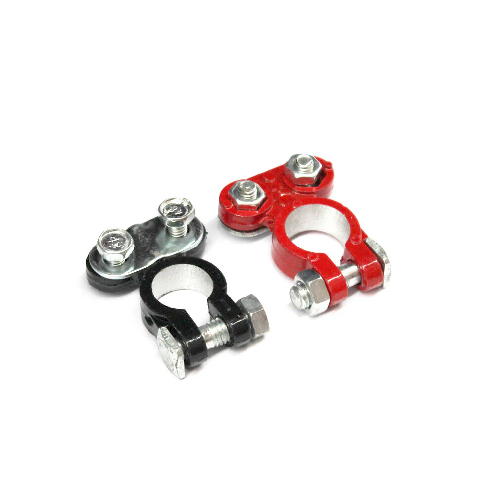 Universal 12V 6V Car Battery Terminal Clamps - Positive & Negative Connector Clips