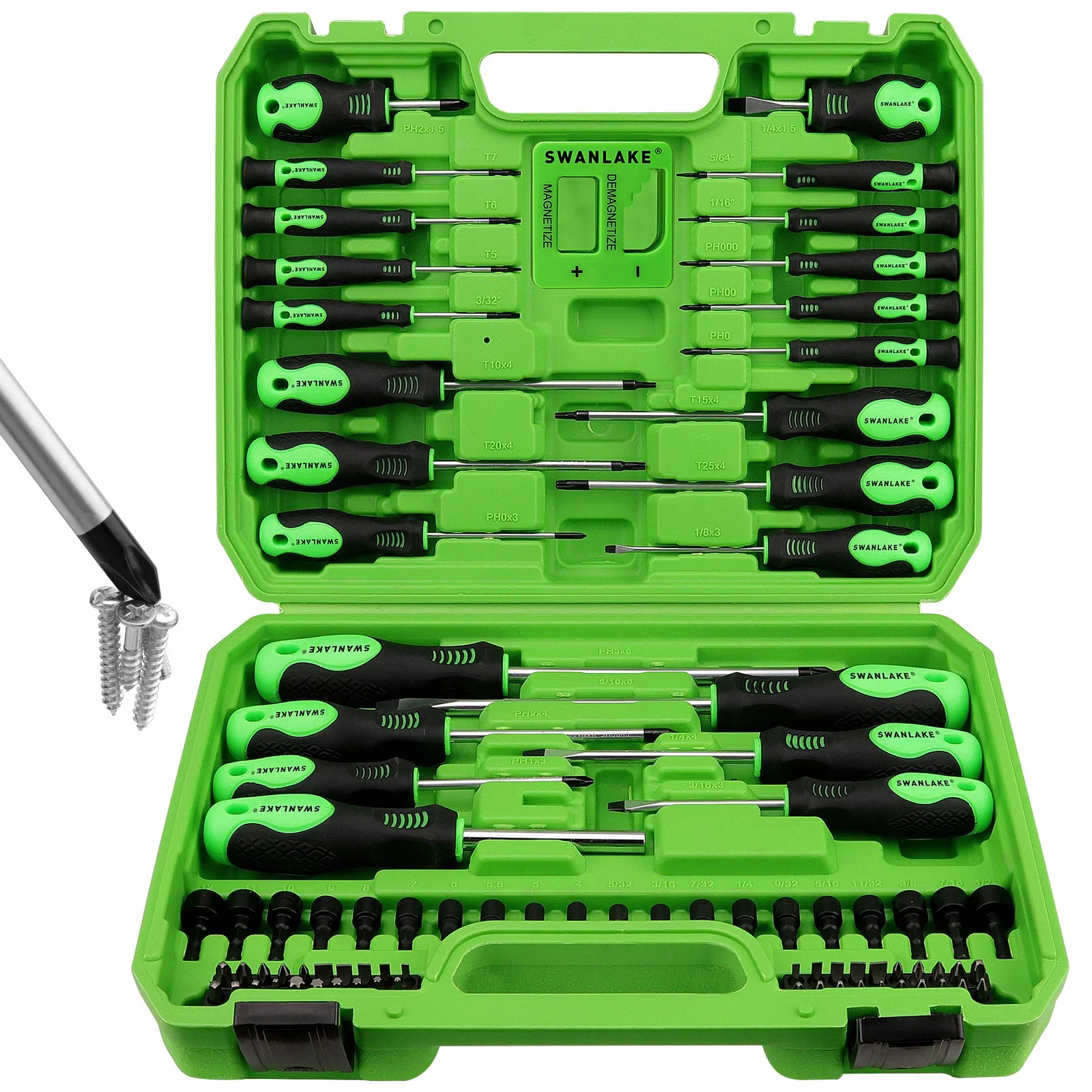 86-Piece Magnetic Screwdriver Set with Nut Drivers & Replaceable Bits, Ratcheting Handle & Storage Case