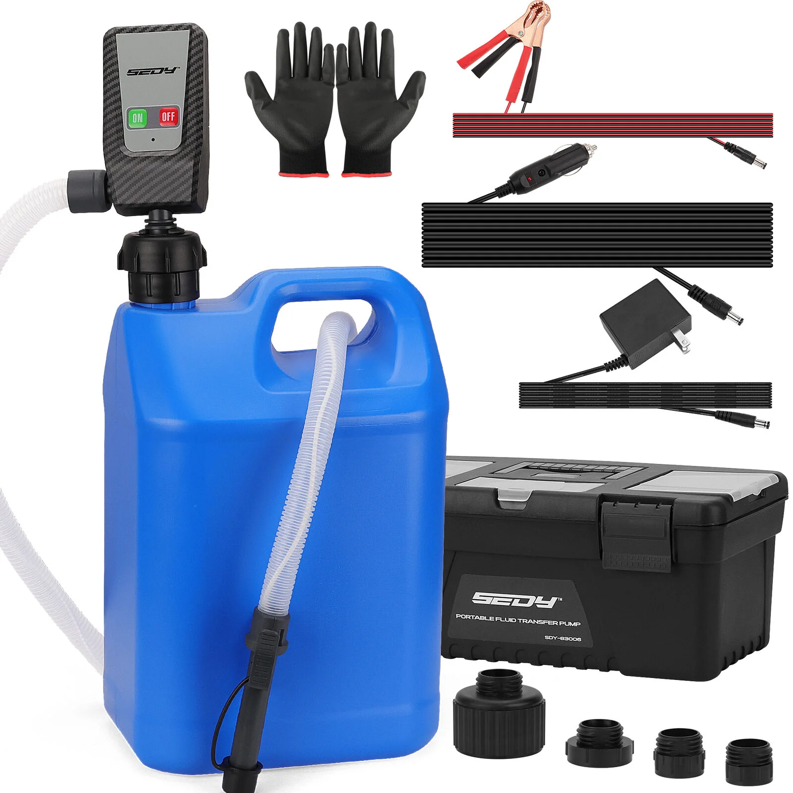 HORUSDY Portable Fuel Transfer Pump - Battery Powered with Multiple Adapters