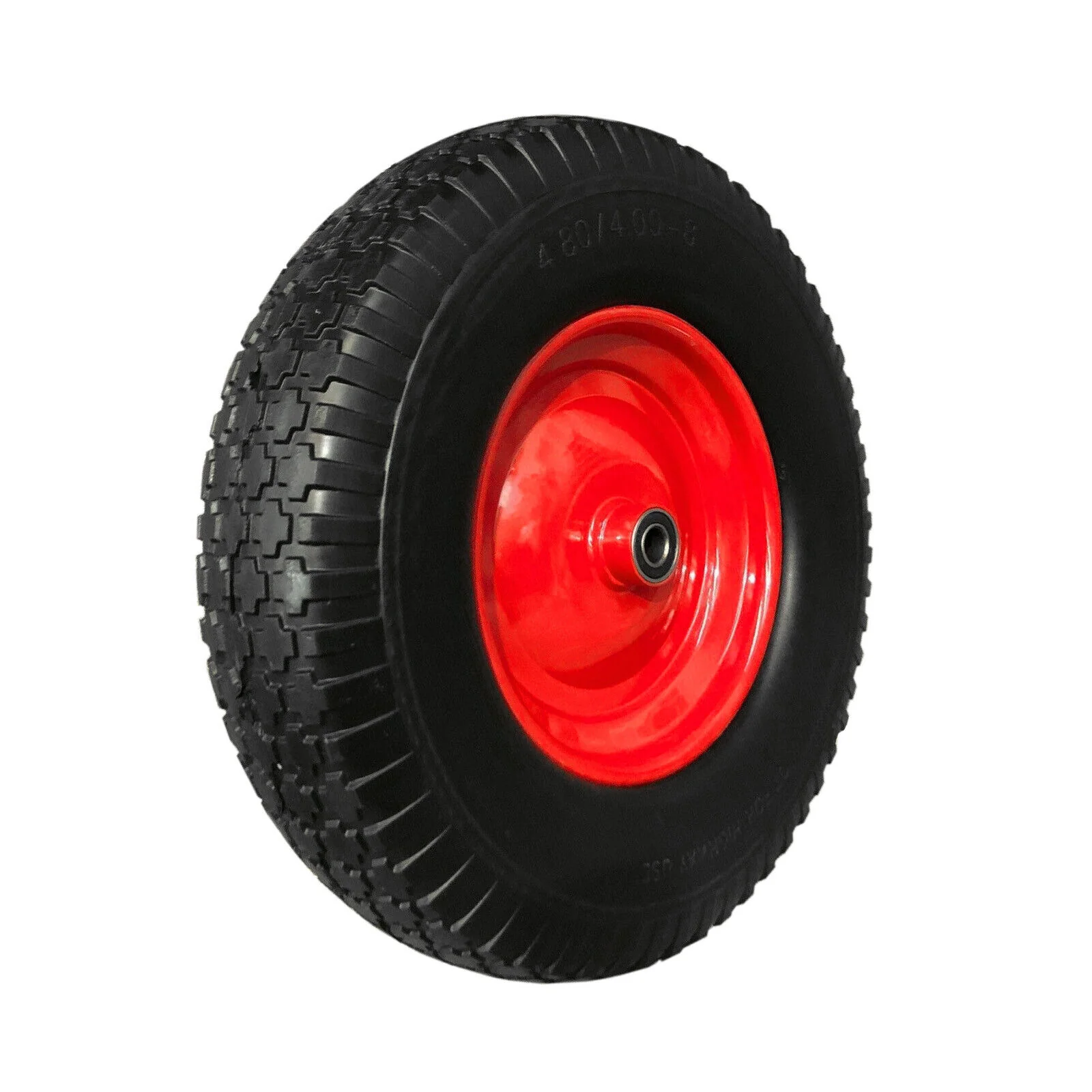16-inch Puncture-Proof Solid Wheelbarrow Wheel 4.80/4.00-8, 19mm Bore - Heavy-Duty Trolley Tire