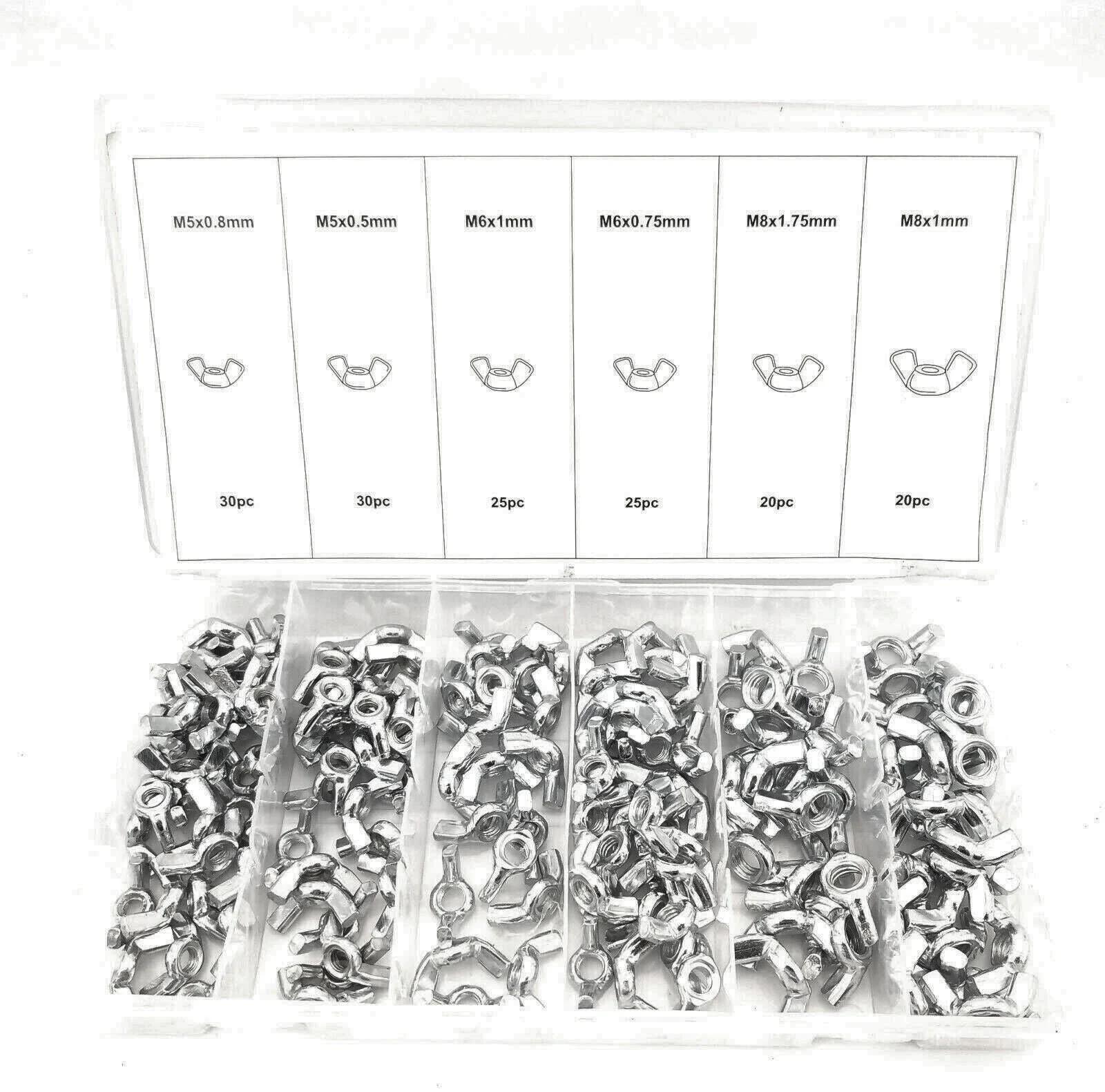 150Pcs M5-M8 Wing Nut Assortment Kit - Durable Butterfly Nuts for Industrial Hardware