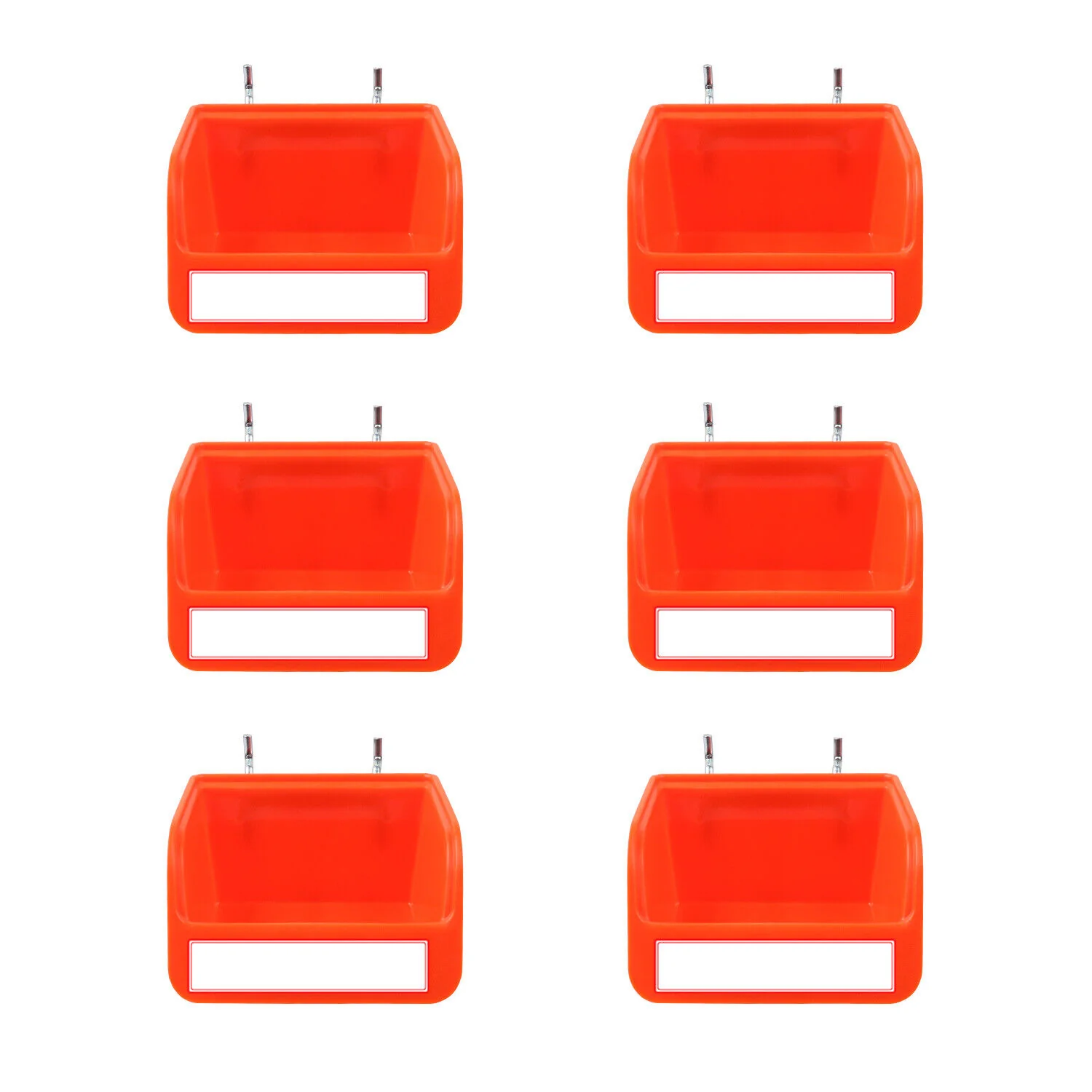 6-Piece Pegboard Bin Set with Steel Hooks - Versatile Parts Storage for Tools and Hardware, Fits Most Pegboards
