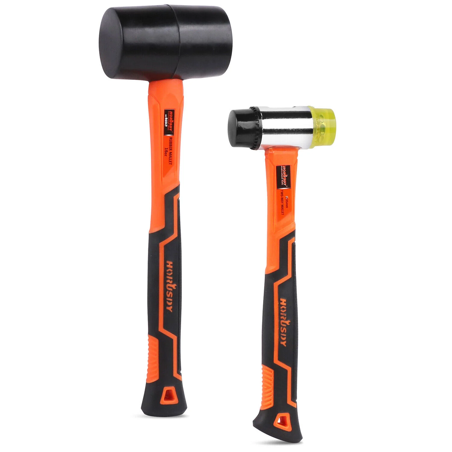 HORUSDY 2Pc Rubber Mallet 16oz Hammer Double-Faced Soft MalletFiberglass