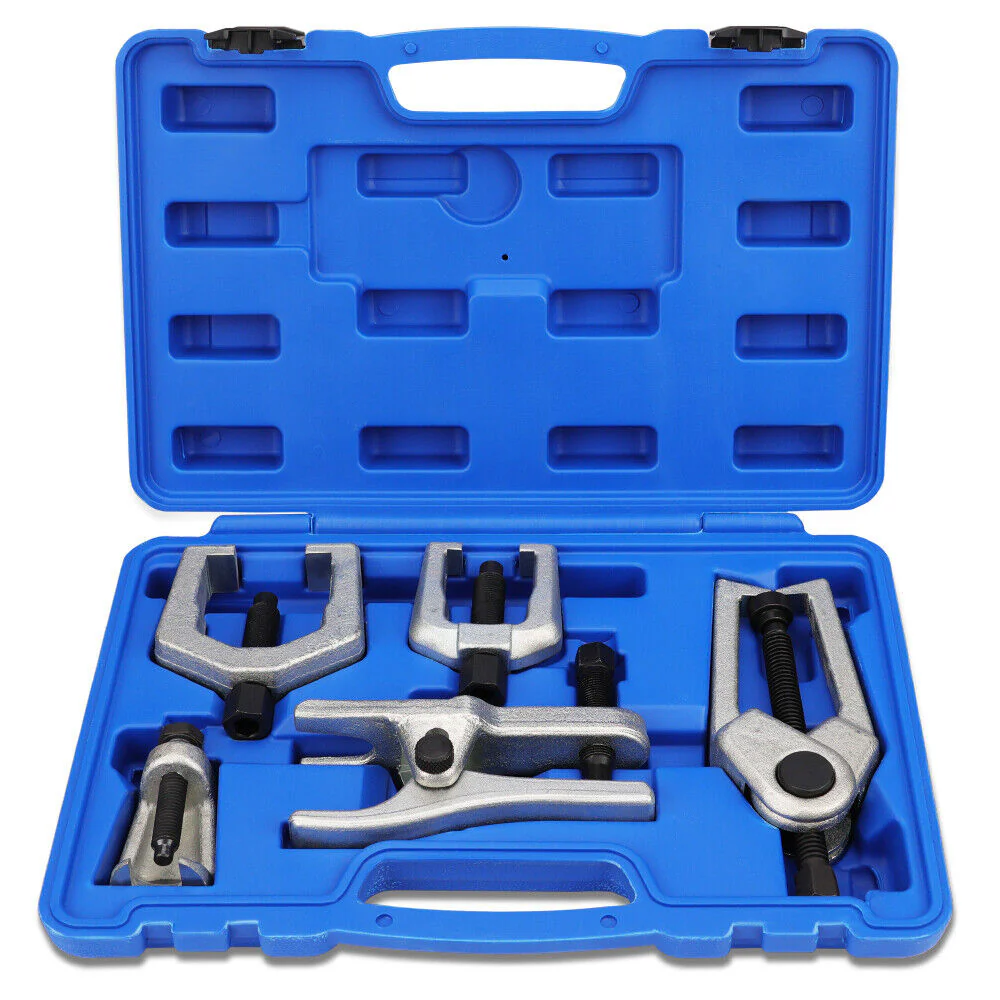 5Pc Front End Service Tool Kit - Includes Pitman Arm, Ball Joint Separator, Tie Rod, Bearing Pullers with Case
