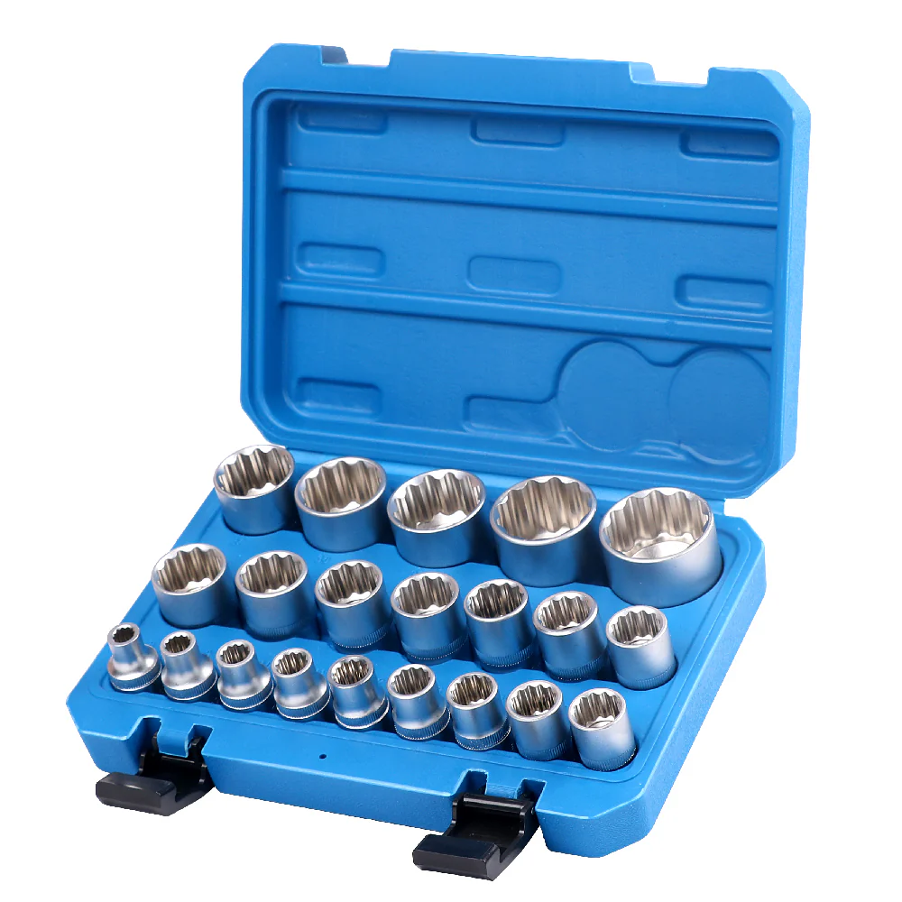 HORUSDY 21-Piece 12-Point Socket Set | 1/2" Drive Metric with Grip Sleeve Case | 8mm-36mm Sizes