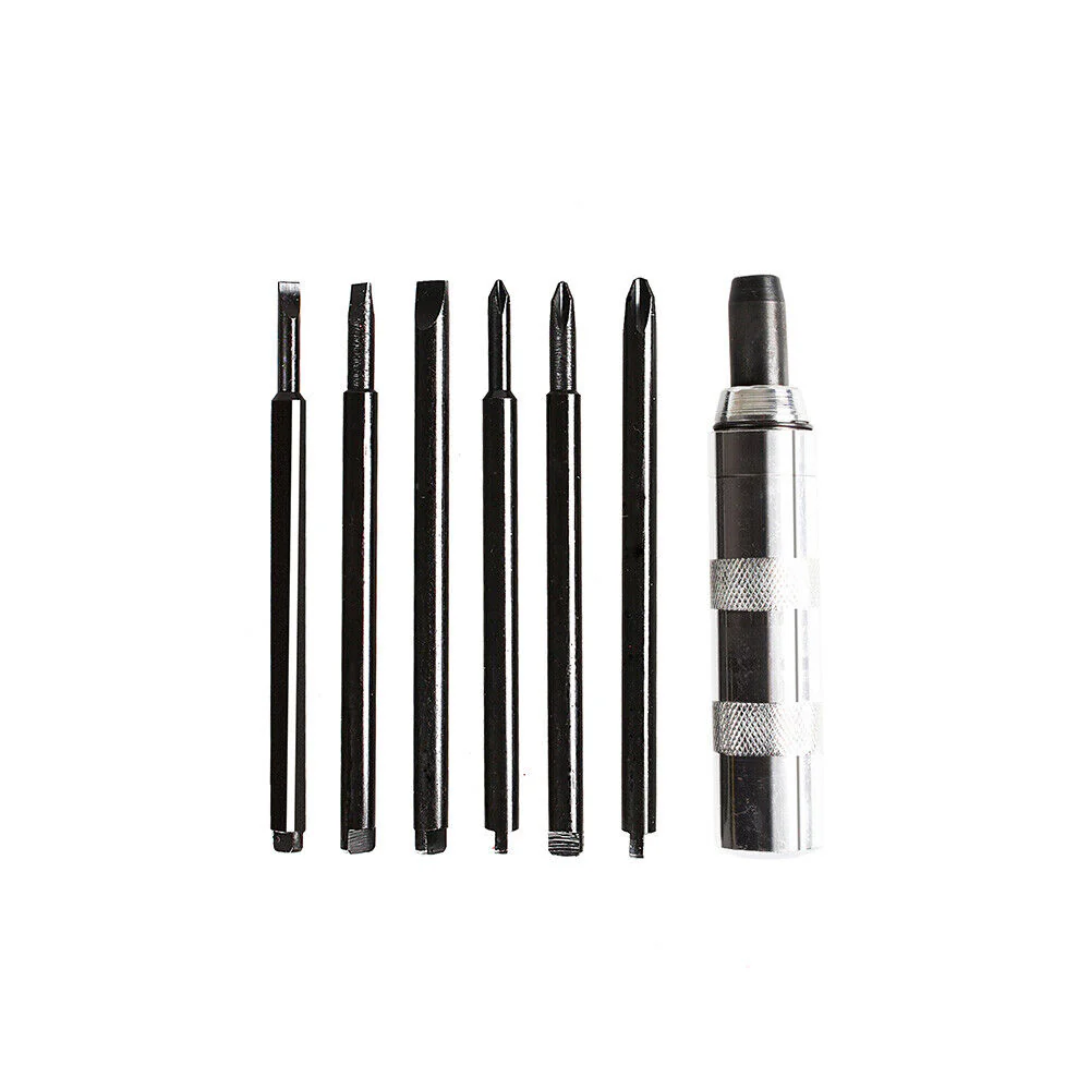 6Pc Impact Driver Set with Phillips, Slotted, Flat Punch Bits - High Strength and Good Toughness