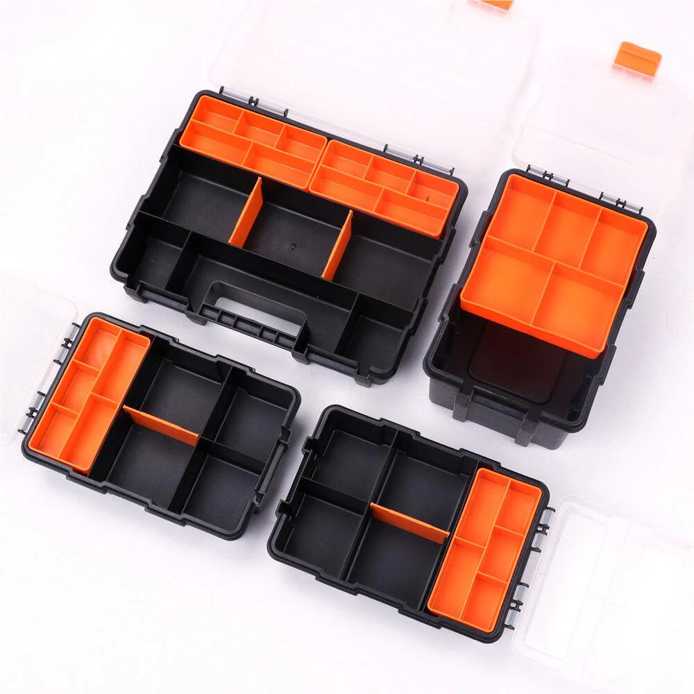 4Pc-In-One Tool Box Organizer | Removable Trays, High-Impact Polystyrene Frame, for Parts & Crafts Storage