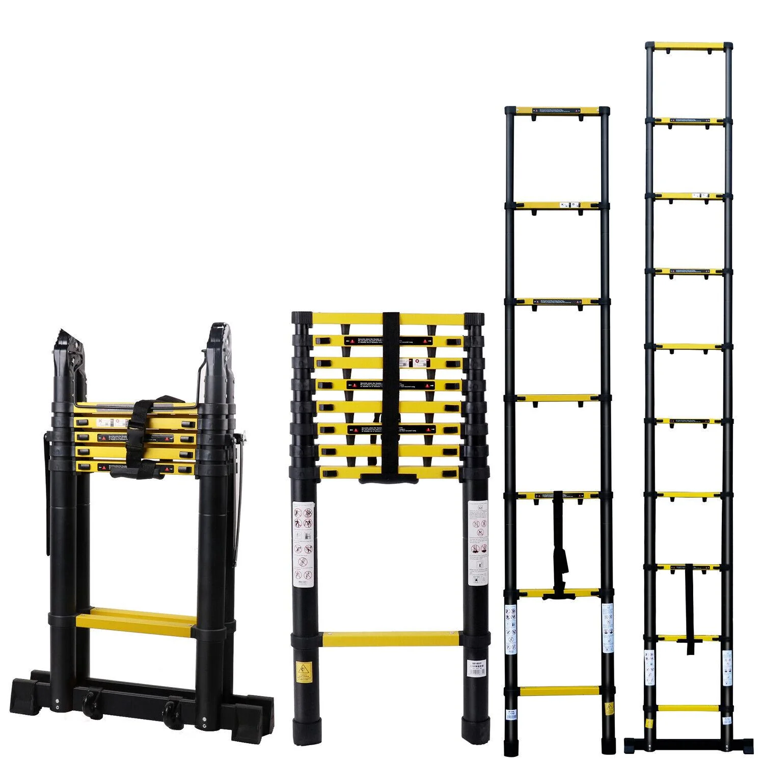 Heavy Duty Aluminum Alloy Multi-Purpose Telescopic Folding Ladder with Safety Locks and Non-Slip End Caps 2.3/2.7/3.5/3.9/4.2/5M