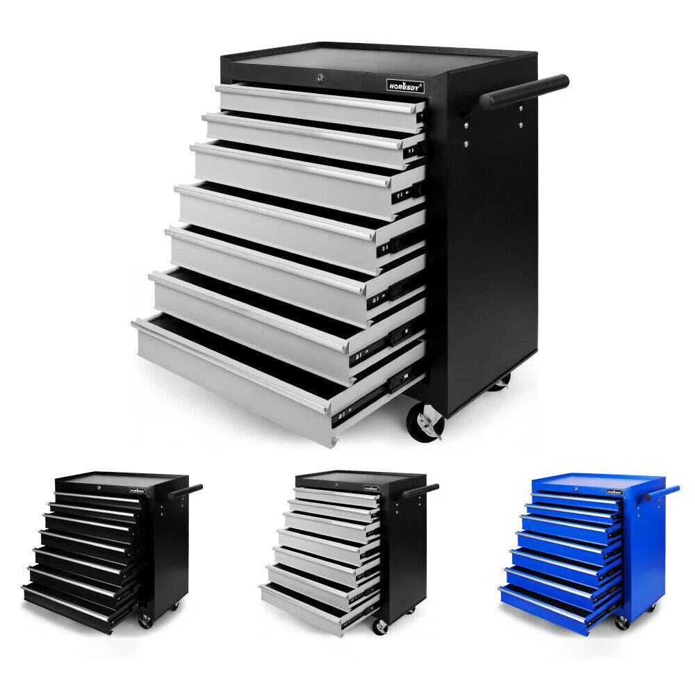 7-Drawer Drawer Tool Box Trolley Cabinet - Heavy Duty Tool Chest Garage Storage Cart Organizer