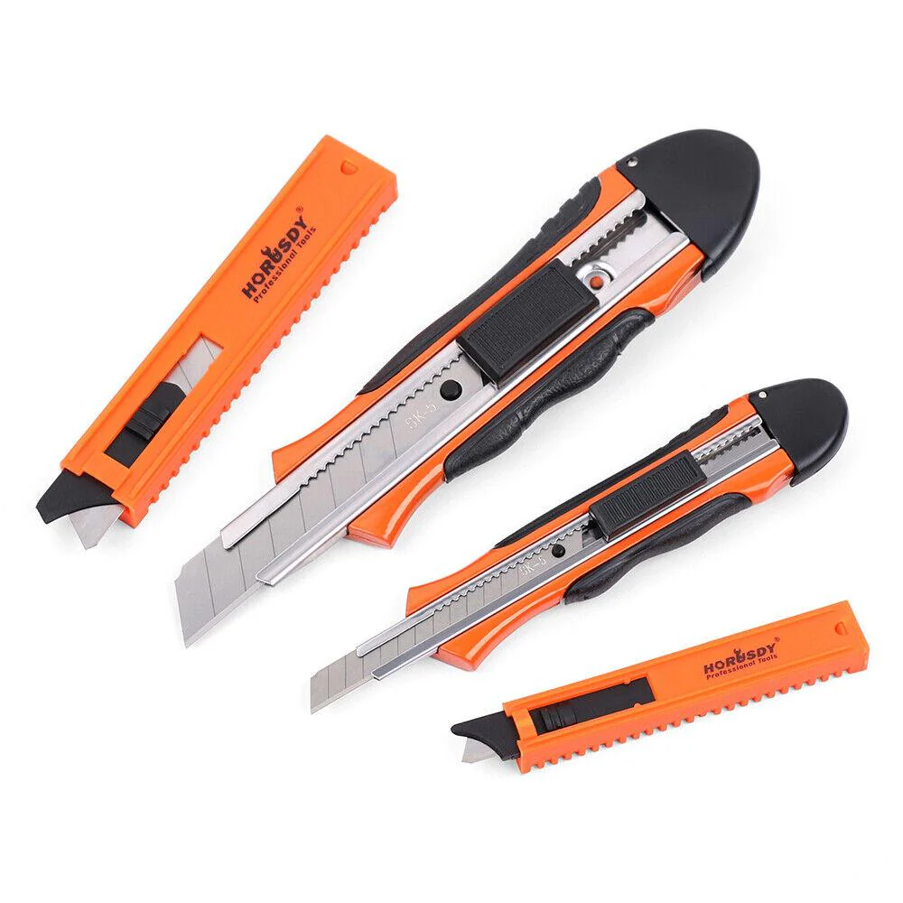 Retractable Box Cutter Utility Knife Lockable 18mm & 9mm Spare Stanley Blades
