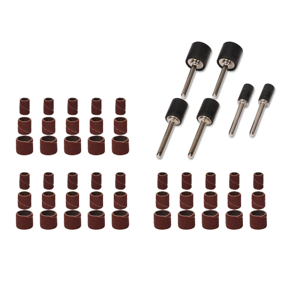 51Pc Sanding Bands Drum Sleeve Set - 120 Grit, 3mm Shank for Dremel Rotary Tools, Assorted Sizes