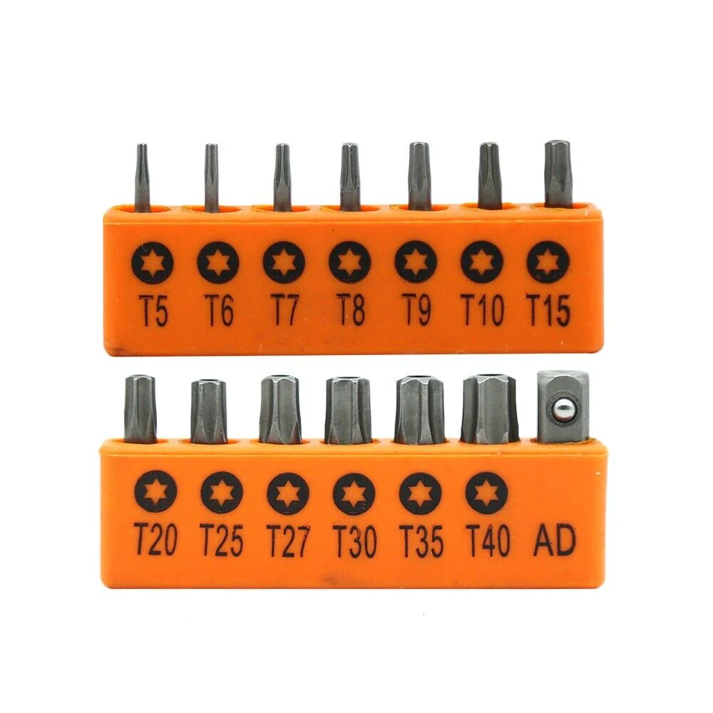 14Pc Torx Key Bit Set - Tamper Proof Star Wrench Bits T5-T40 with Socket Adapter