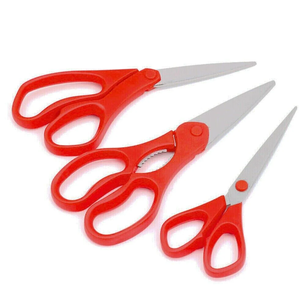 3Pc Multi-Purpose Stainless Steel Scissors Set for Kitchen, Home, and Office