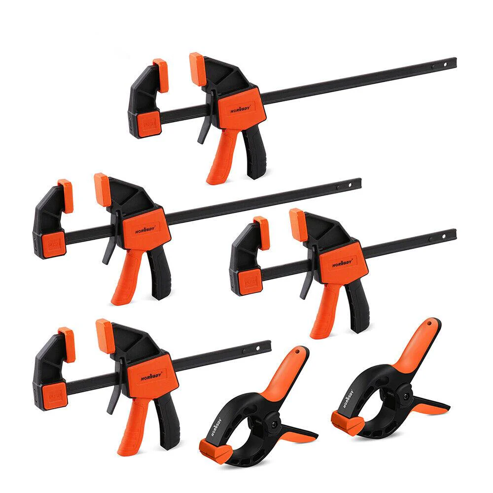 HORUSDY 8Pcs Bar & Spring Clamp Set for Woodworking: Versatile One-Handed Clamp Spreaders
