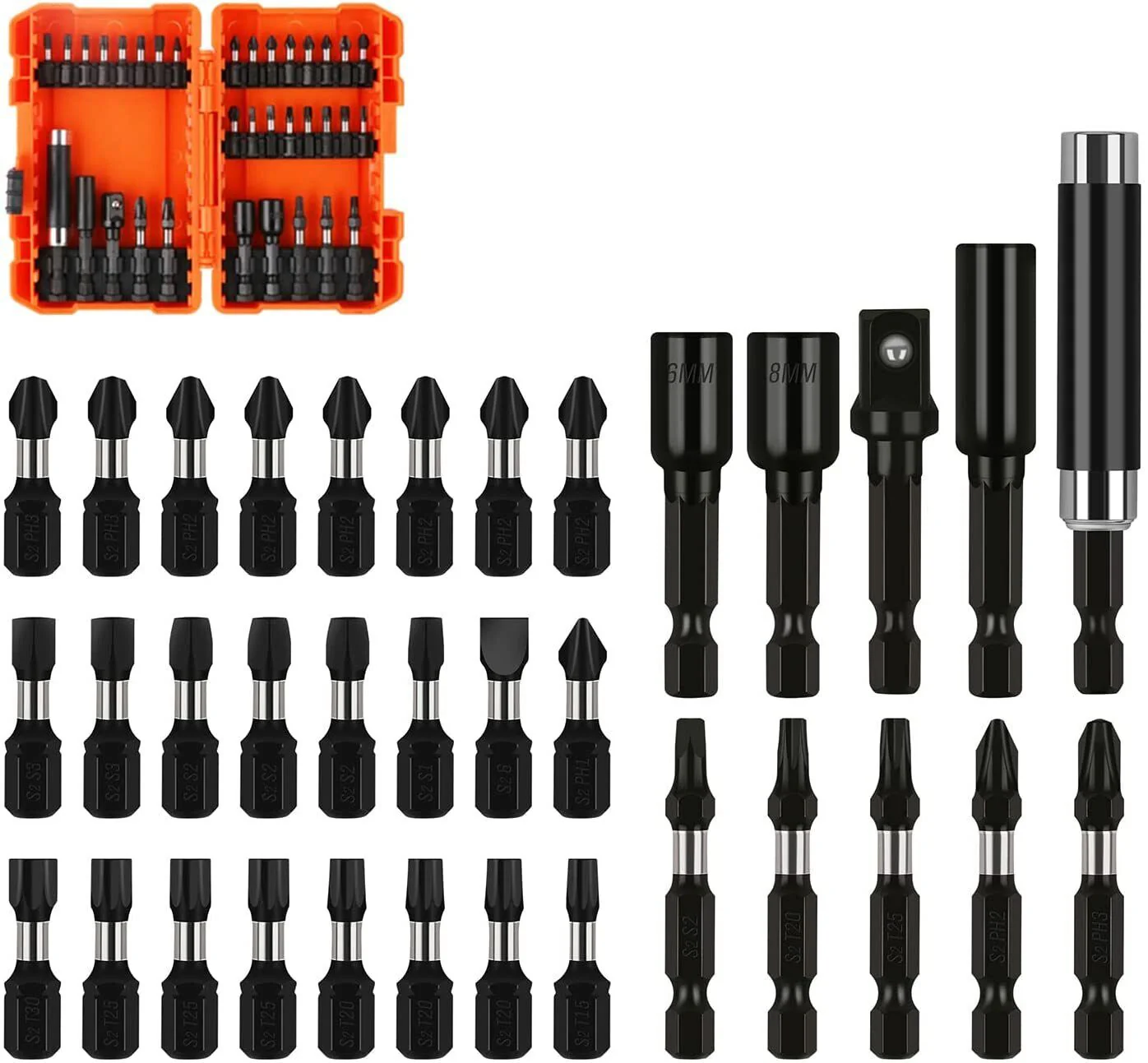 34-Piece Impact Screwdriver and Drill Bit Set Multi Screwdriver Security Bits with Magnetic Holder