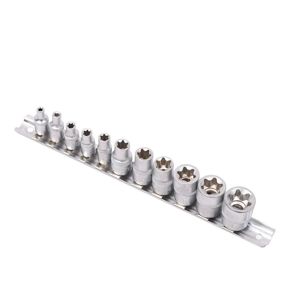 11Pc E Type Torx Socket Set - Female Star External E4-E20 Sockets for Automotive Repair
